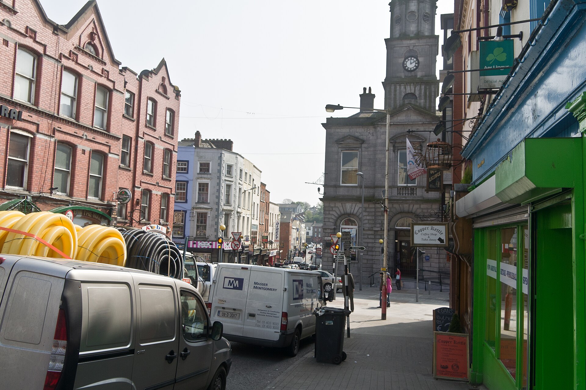 Peter Street in Drogheda, with the Tholsel clock tower
