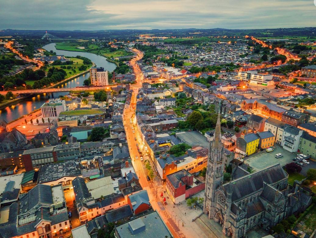 Aerial view over Drogheda town centre